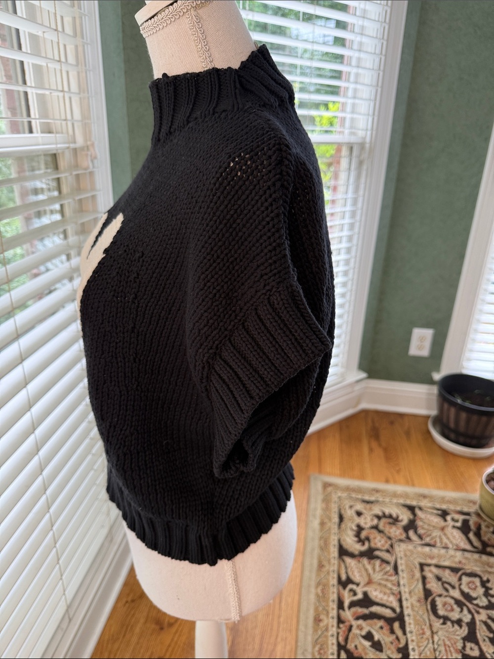 Maeve Black Knit Turtleneck Sweater with Cream Heart size M - Picture 2 of 6